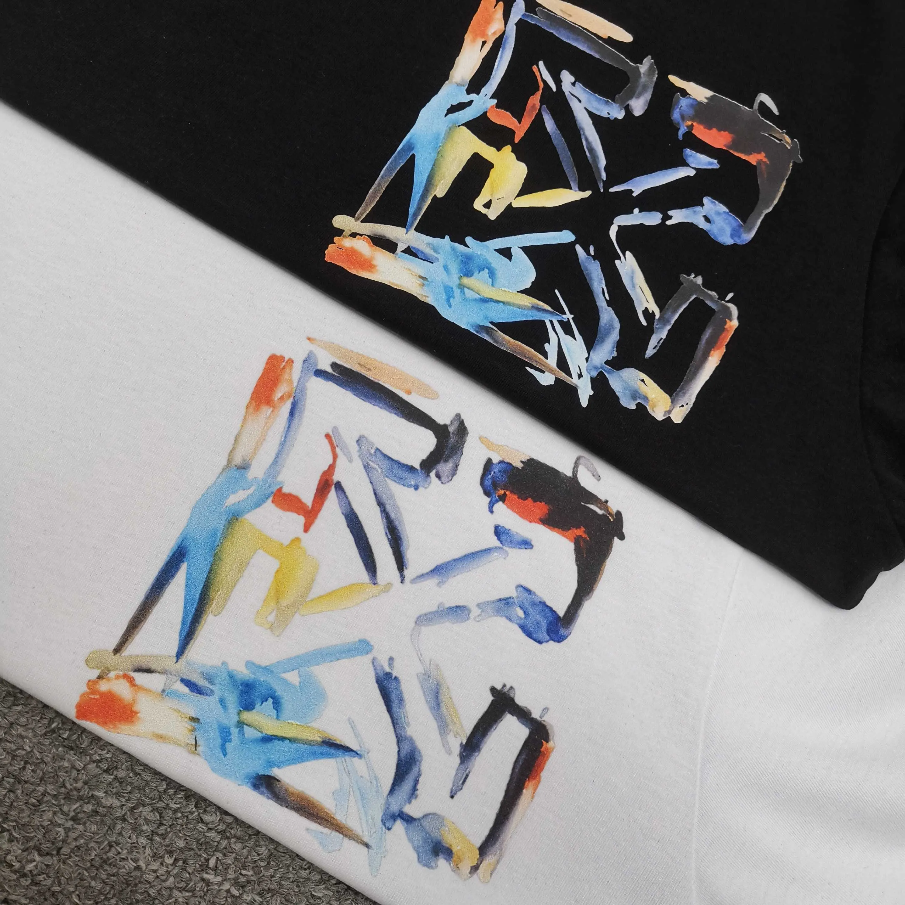 Top version ❤️off white new loose version colorful painted short-sleeved T-shirt Size: S M L XL Color: Black White P240